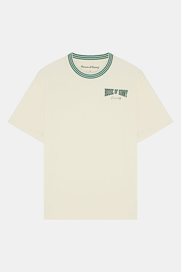 Relax Fit Cream Crew Neck Printed Men's T-Shirt