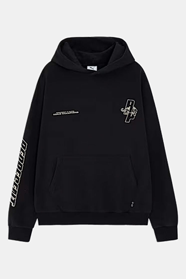 Siyah Relax Kalıp Kapuşonlu Erkek Sweatshirt