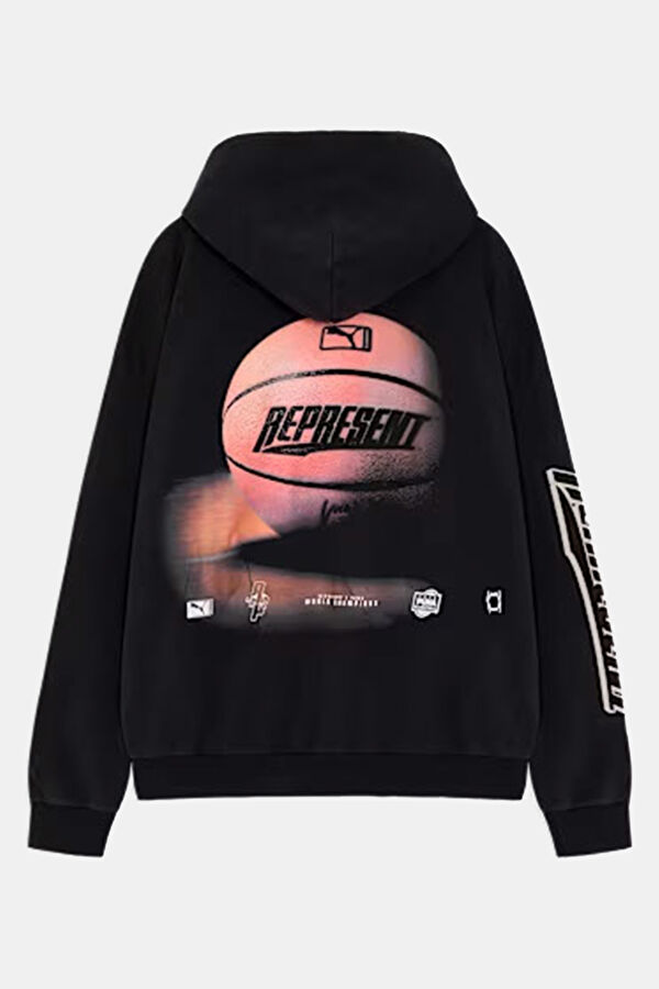 Siyah Relax Kalıp Kapuşonlu Erkek Sweatshirt 2