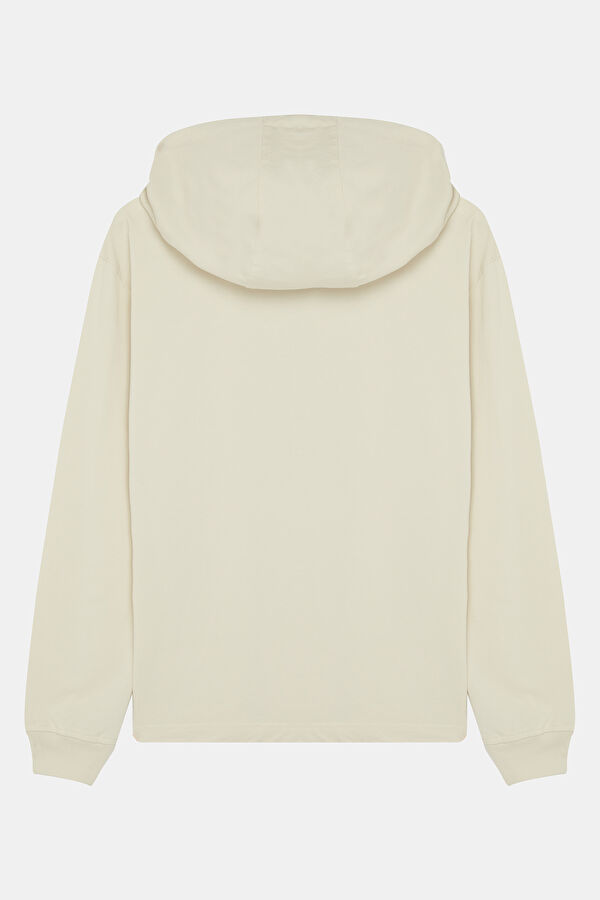 Ekru Kapuşonlu Erkek Sweatshirt 2