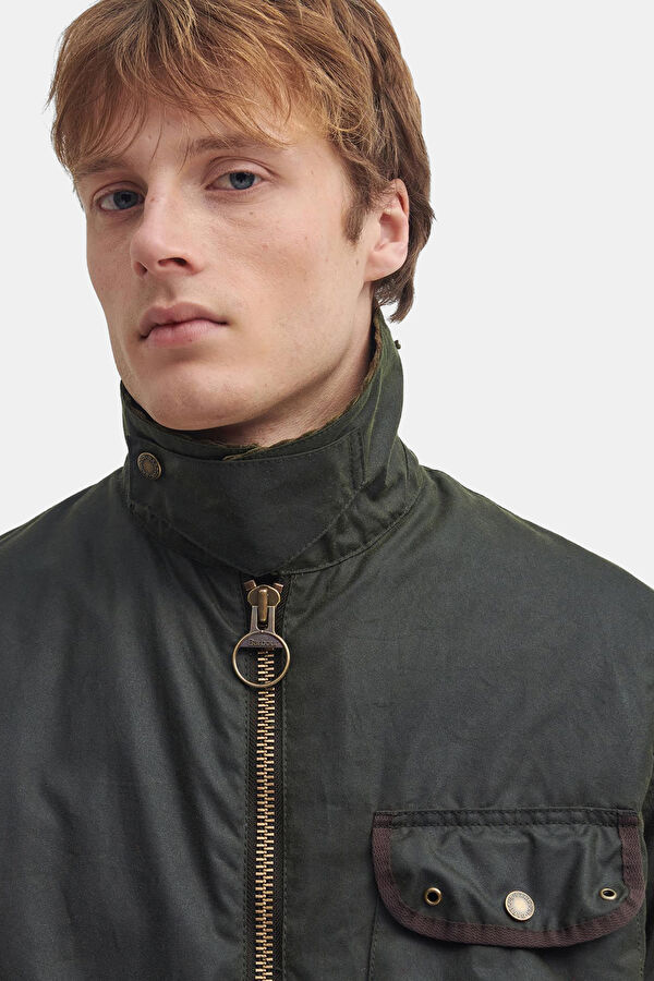 Erkek Barbour Angler Wax Koyu Yeşil Mont