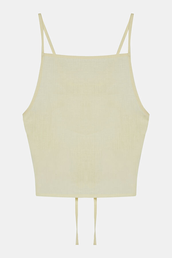 Yellow Linen Strappy Women's Blouse 3