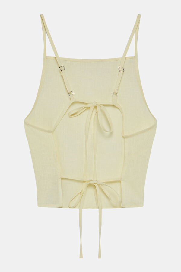 Yellow Linen Strappy Women's Blouse 4