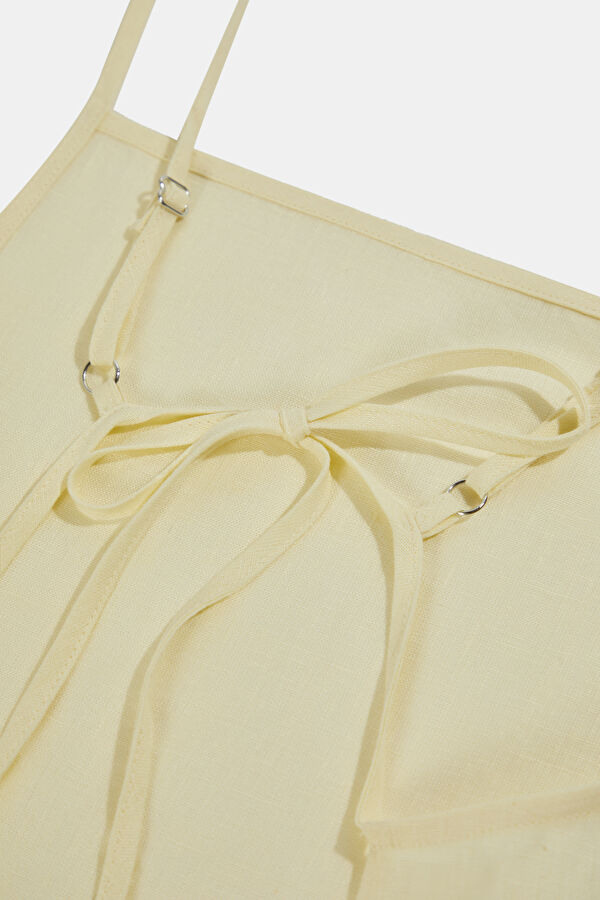 Yellow Linen Strappy Women's Blouse 6