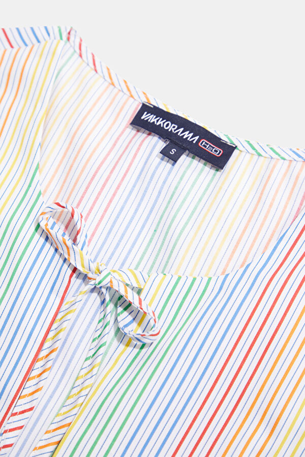 Çok Renkli Çizgili Desenli Kolsuz Kadın Bluz 5