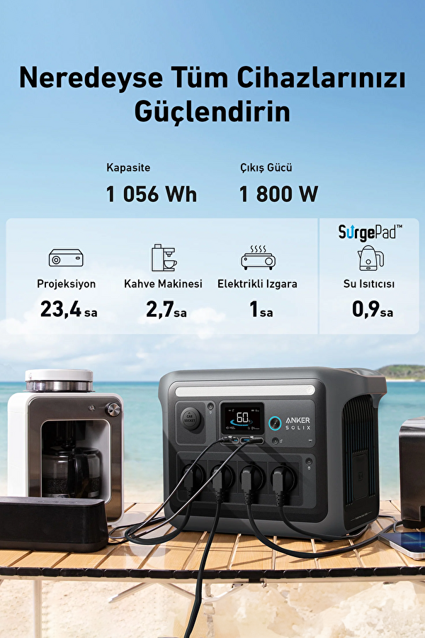 Solix C1000X PowerHouse 1056Wh 1800W Taşınabilir Güç Kaynağı 2