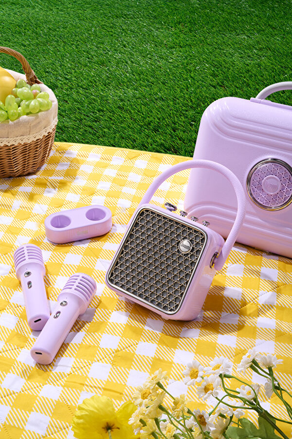 SongBird-SE Lila Çift Mikrofonlu 18W Bluetooth Hoparlör 10
