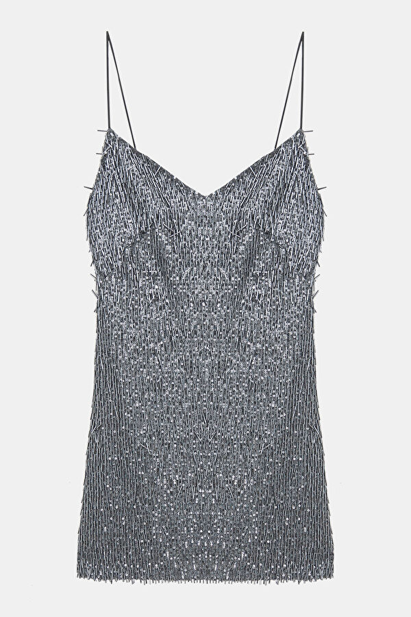 Anthracite Sequin Short Women's Dress