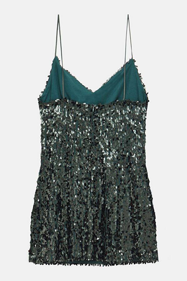 Green Sequin Short Women's Dress 2