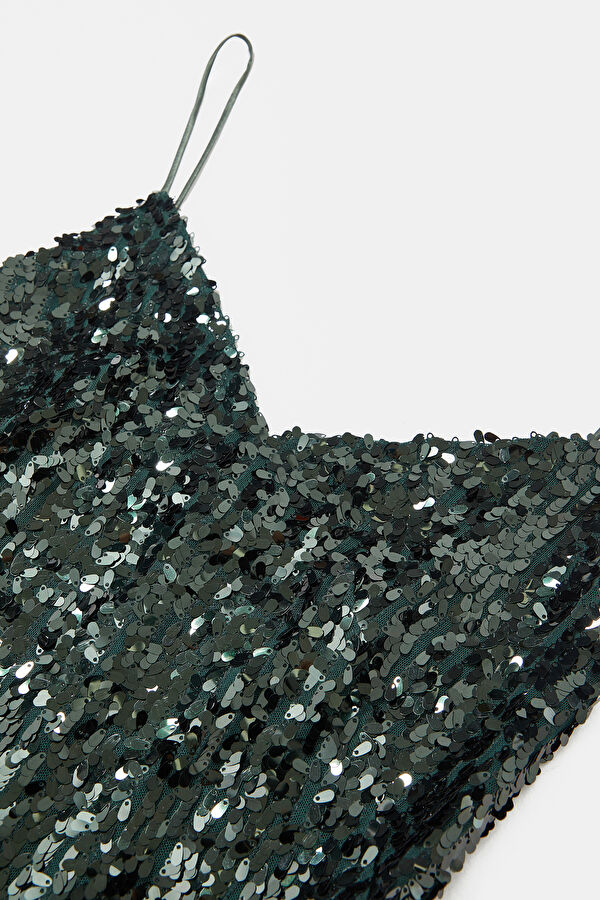 Green Sequin Short Women's Dress 3