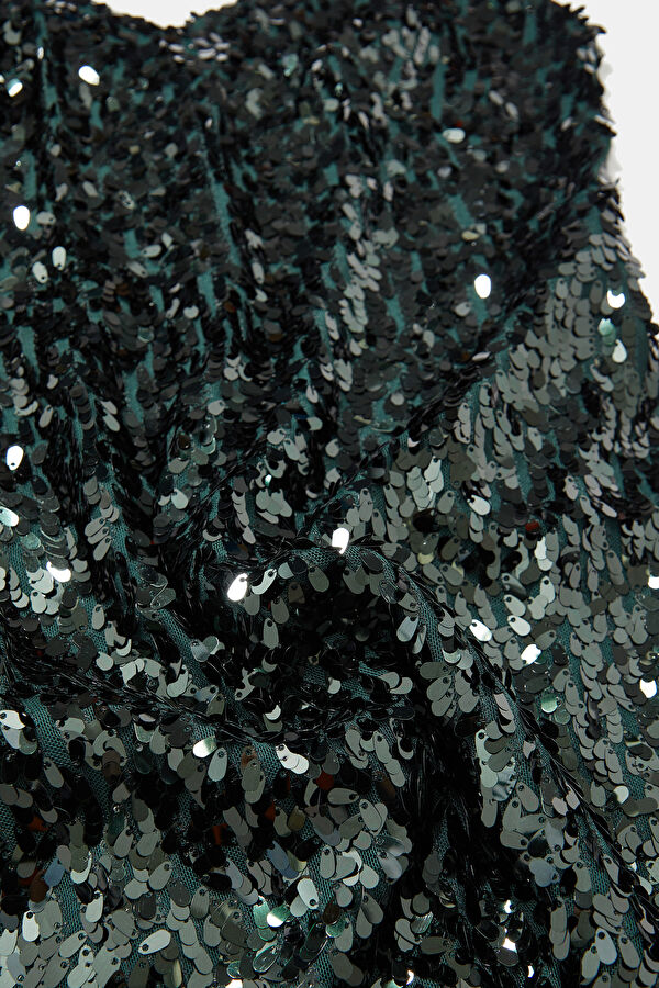 Green Sequin Short Women's Dress 4