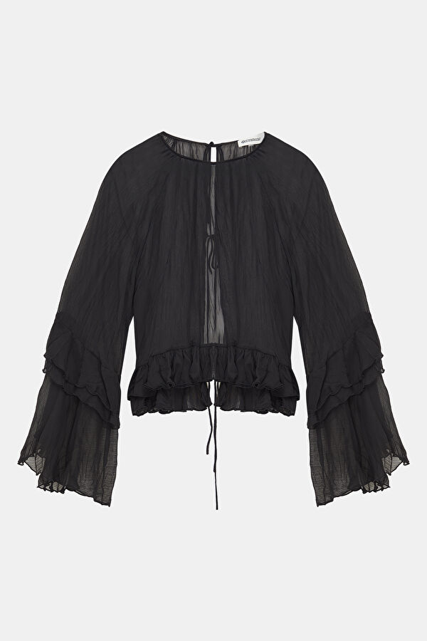 Black Long-Sleeved Women's Blouse