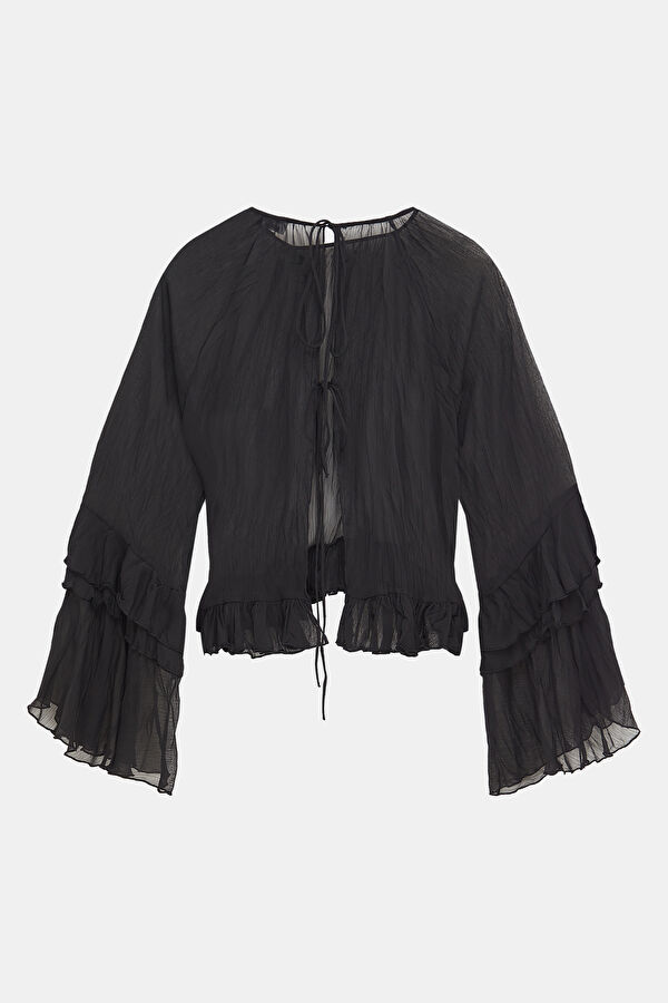 Black Long-Sleeved Women's Blouse 2