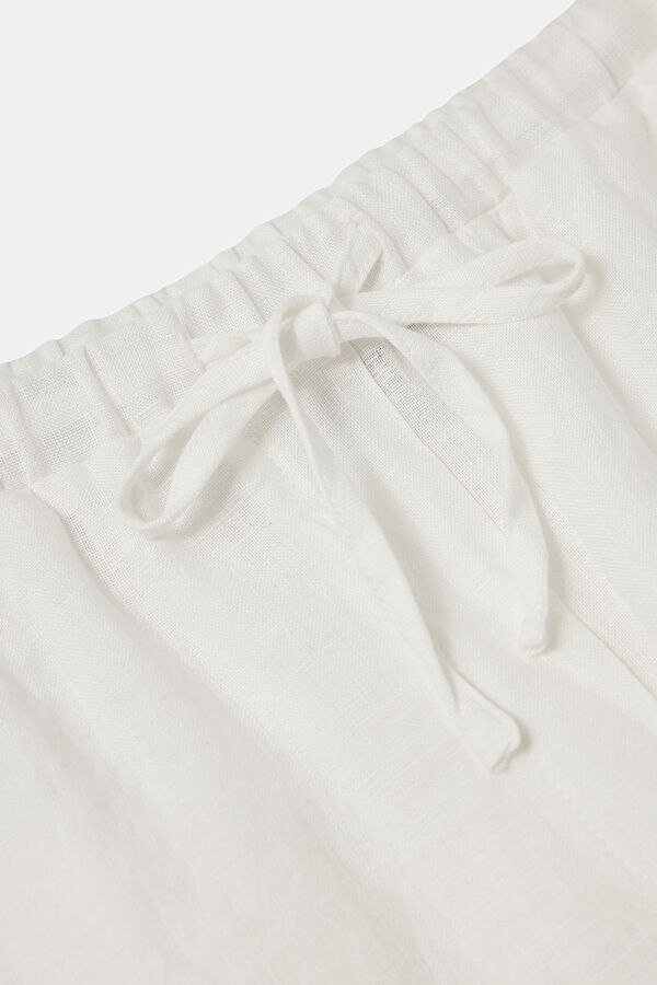 Off-white wide-leg linen women's trousers 5