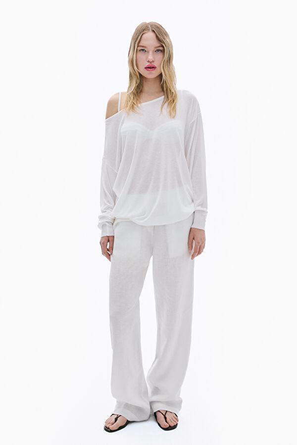 Off-white Linen Women's Trousers