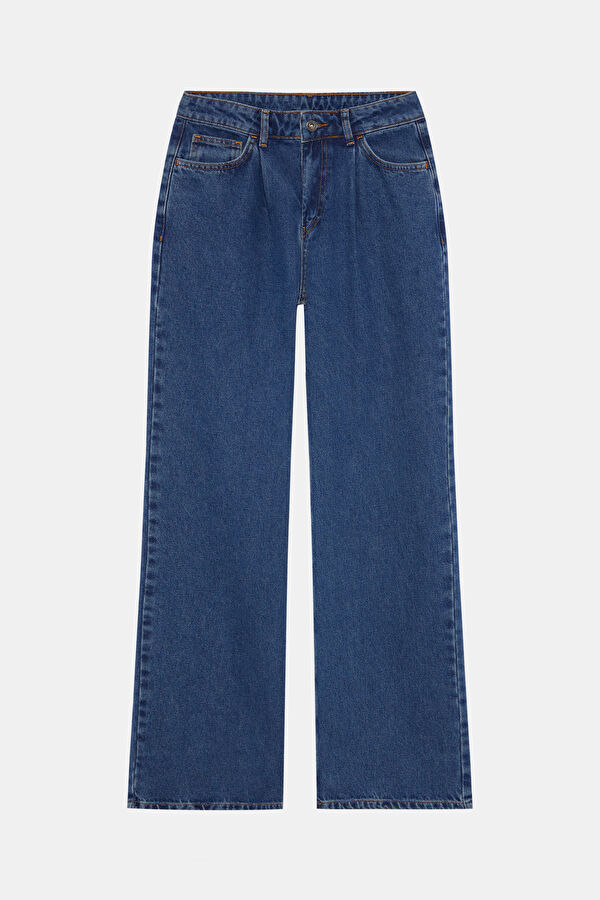 Blue Straight Leg Women's Trousers