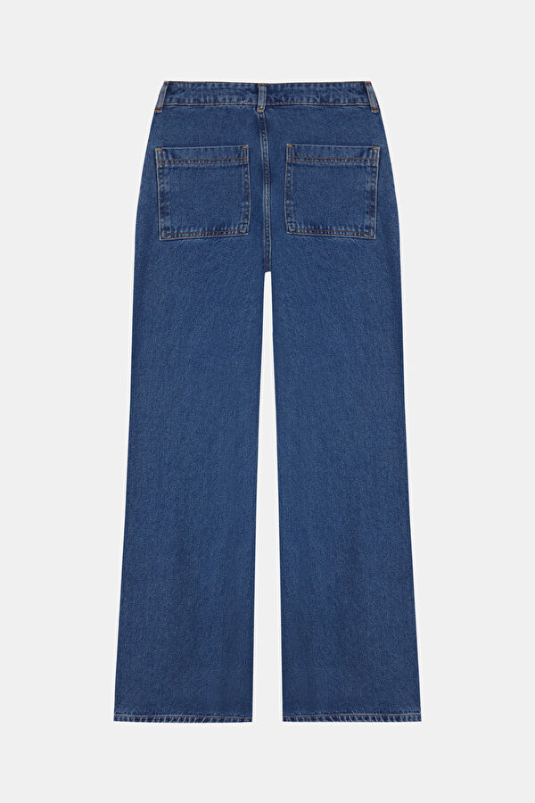 Blue Straight Leg Women's Trousers 2