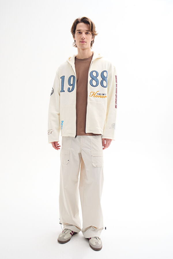 Oversize Light Gray Wide Leg Men's Trousers
