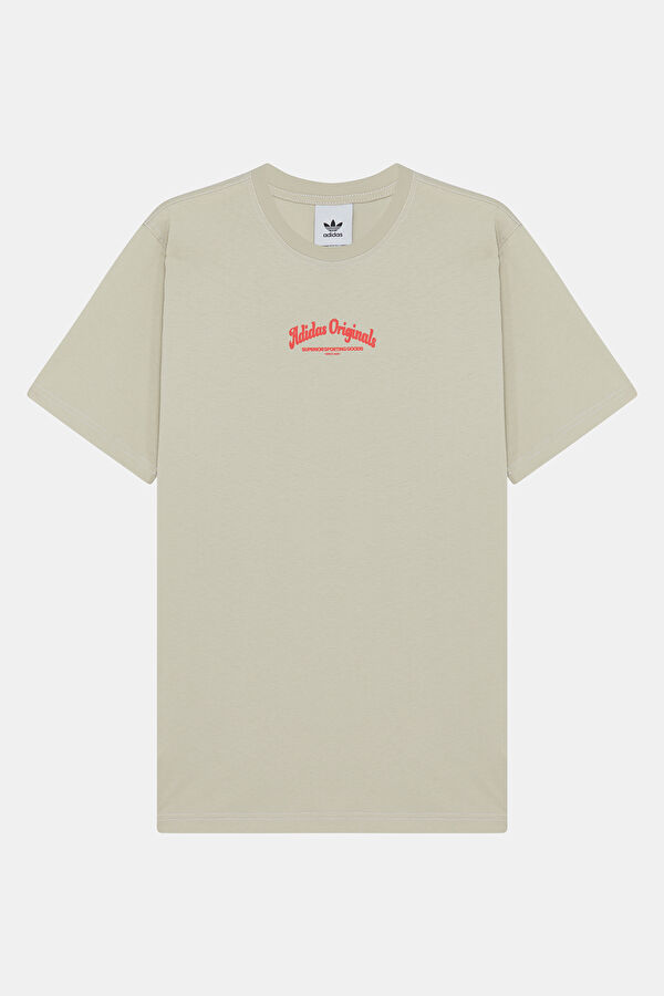 Oversize Gri Bisiklet Yaka Baskılı Erkek T-Shirt