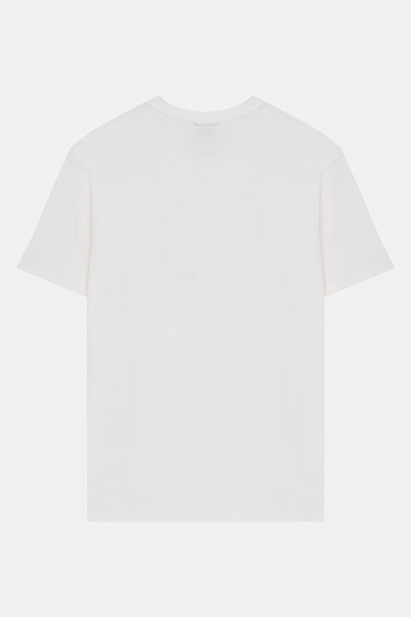 Relax Kalıp Beyaz Bisiklet Yaka Baskılı Erkek T-Shirt 2