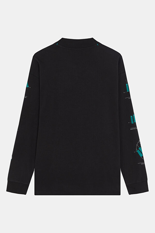 Oversize Siyah Bisiklet Yaka Erkek T-Shirt 2