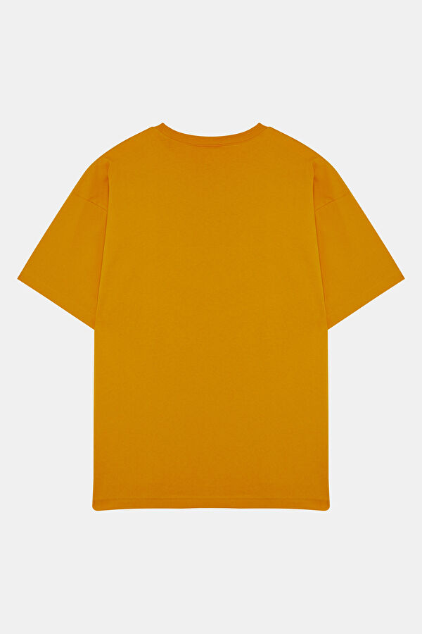 Oversize Hardal Bisiklet Yaka Erkek T-Shirt 2