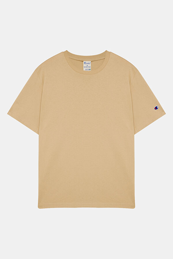 Oversize Bej Bisiklet Yaka Erkek T-Shirt