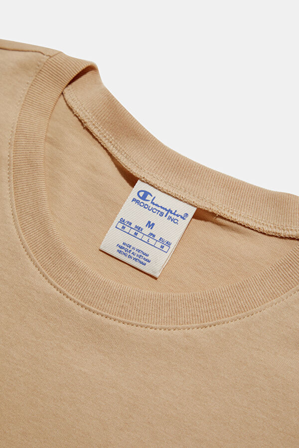 Oversize Bej Bisiklet Yaka Erkek T-Shirt 3
