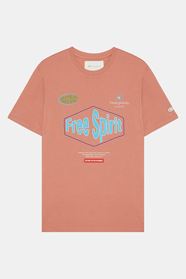 Oversize Pembe Bisiklet Yaka Erkek T-Shirt