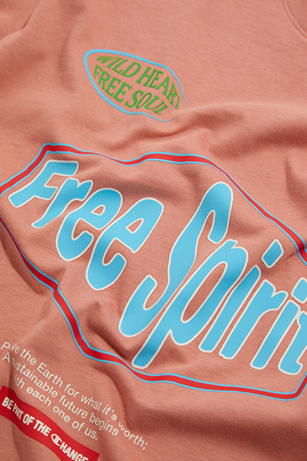 Oversize Pembe Bisiklet Yaka Erkek T-Shirt 4