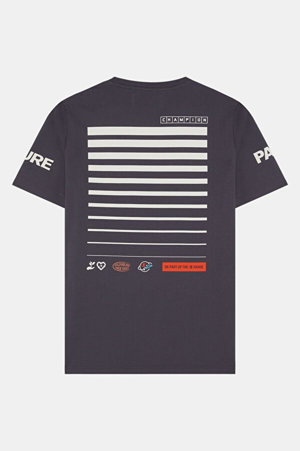 Oversize Antrasit Bisiklet Yaka Erkek T-Shirt 4