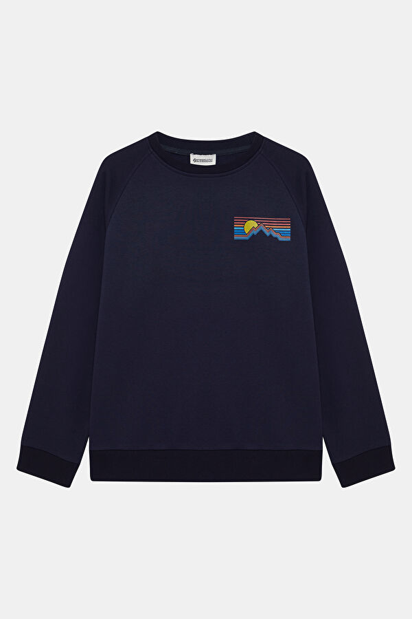 Lacivert Bisiklet Yaka Erkek Sweatshirt