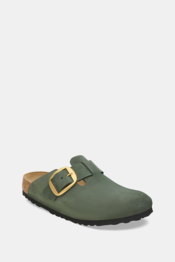 Boston Big Buckle Nubuck Khaki Women's Slippers 2
