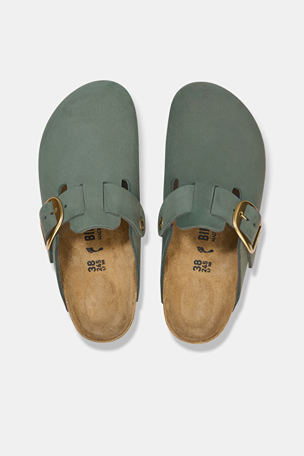Boston Big Buckle Nubuck Khaki Women's Slippers 3