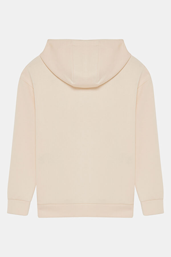 Ekru Kapuşonlu Erkek Sweatshirt 2