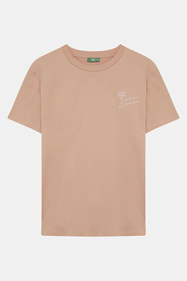 Beige Embroidered Men's T-Shirt 4