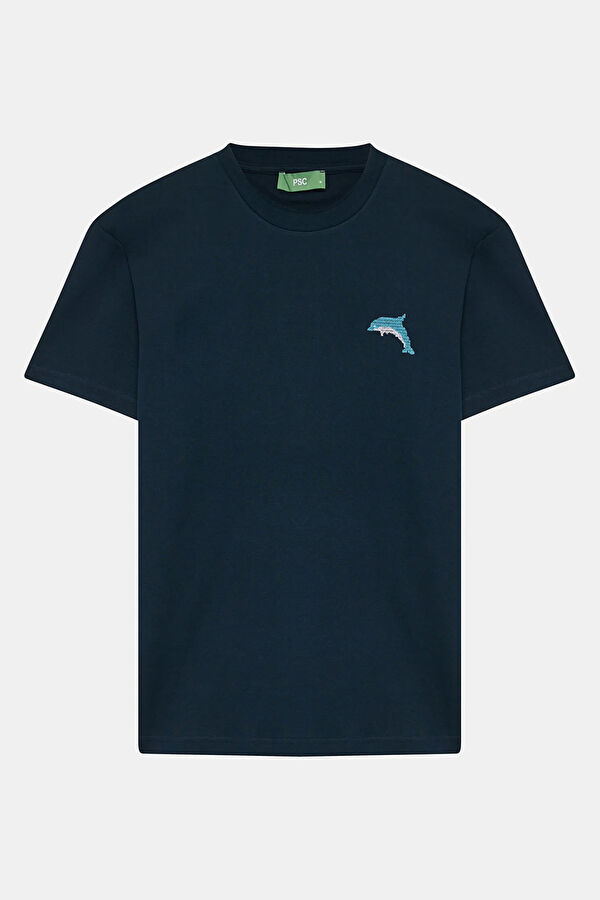 Navy Blue Embroidered Men's T-Shirt 4