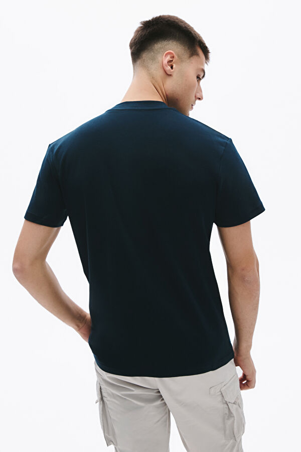 Navy Blue Embroidered Men's T-Shirt 2