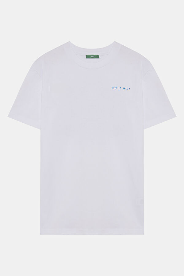 White Printed Men's T-Shirt 4
