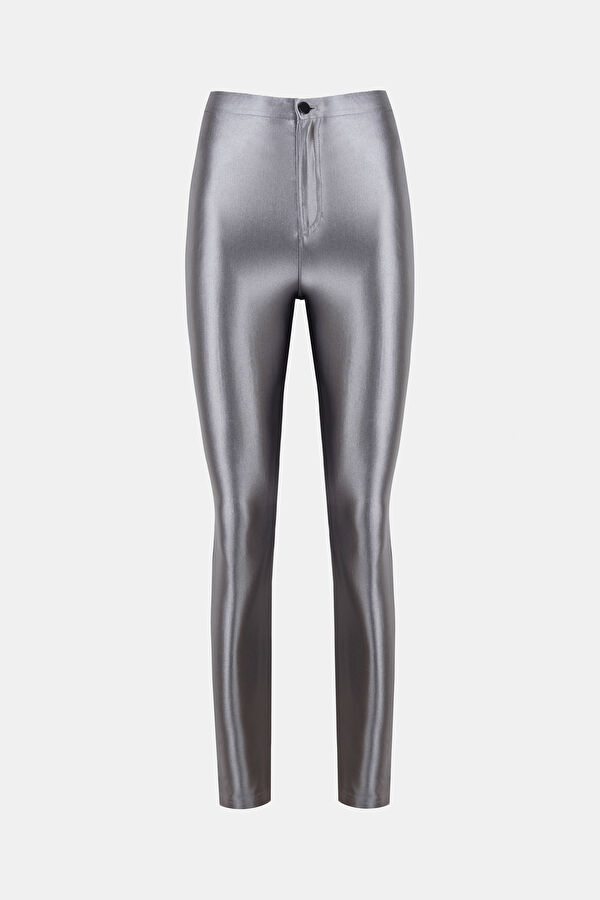 Gümüş Skinny Kadın Pantolon