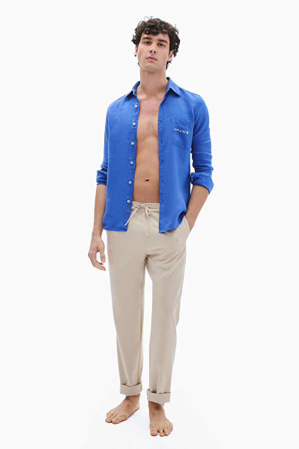 Beige Lyocell Men's Trousers