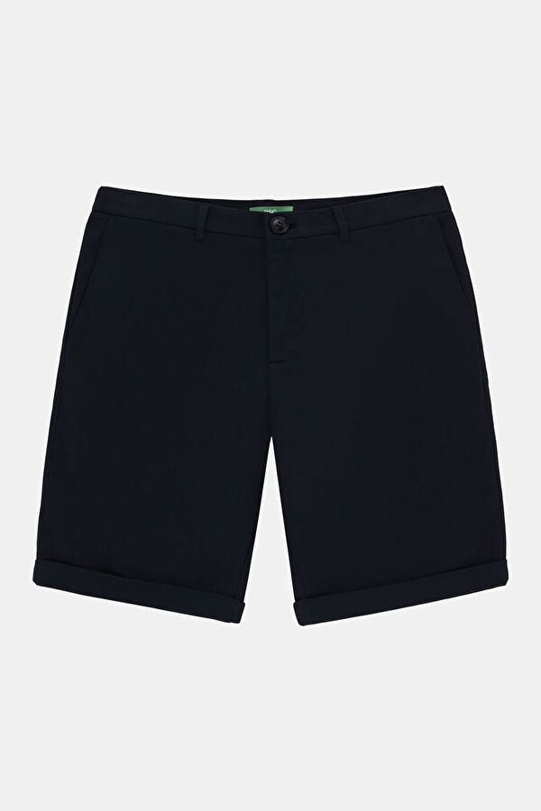 Navy Blue Cotton Elastane Men's Shorts 3