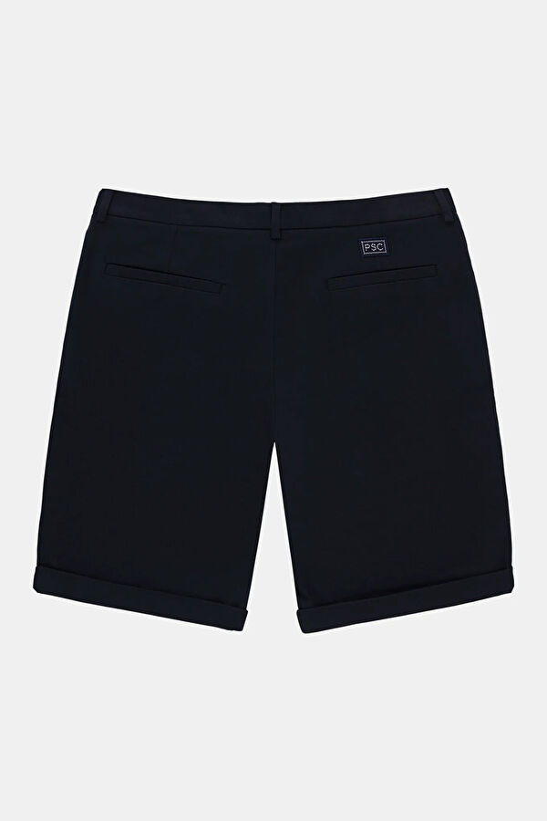 Navy Blue Cotton Elastane Men's Shorts 4
