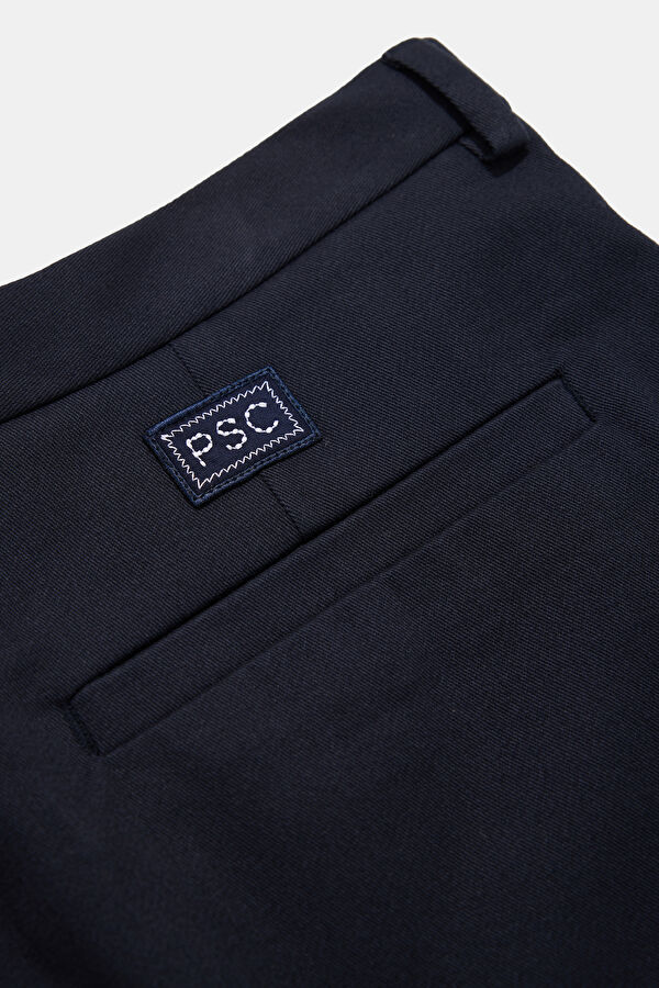 Navy Blue Cotton Elastane Men's Shorts 5