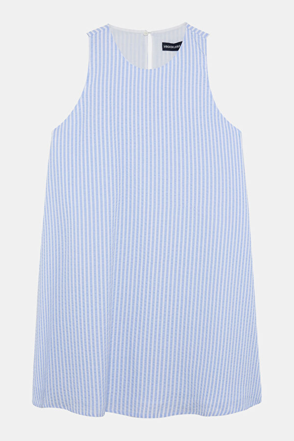 Blue Patterned Short Women's Dress 4