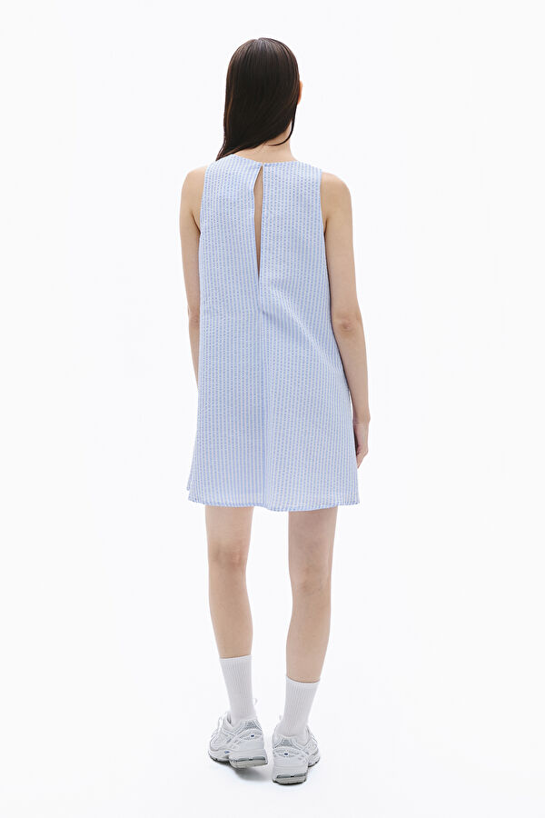 Blue Patterned Short Women's Dress 2