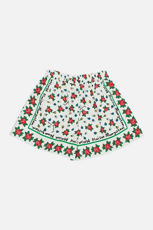 White Patterned Kids Shorts 2