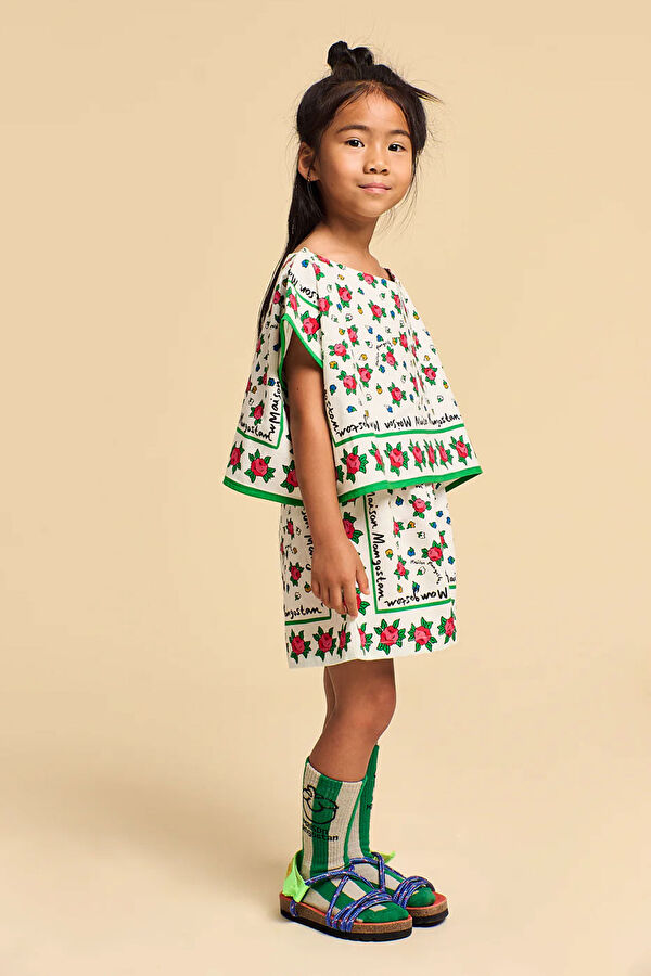 White Patterned Kids Shorts 3