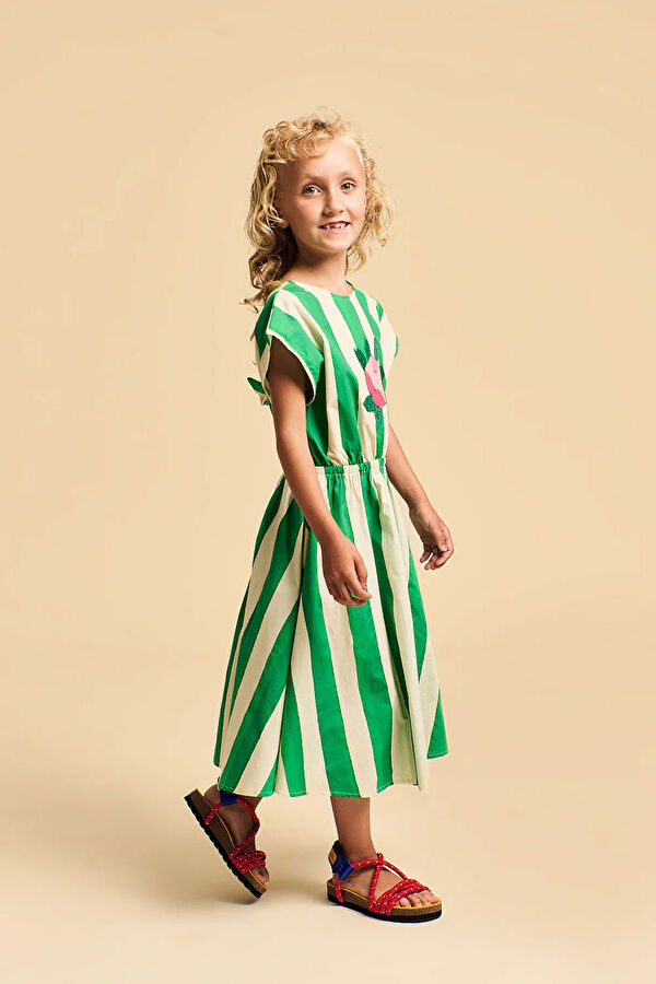 Green Patterned Mini Kids' Dress 3