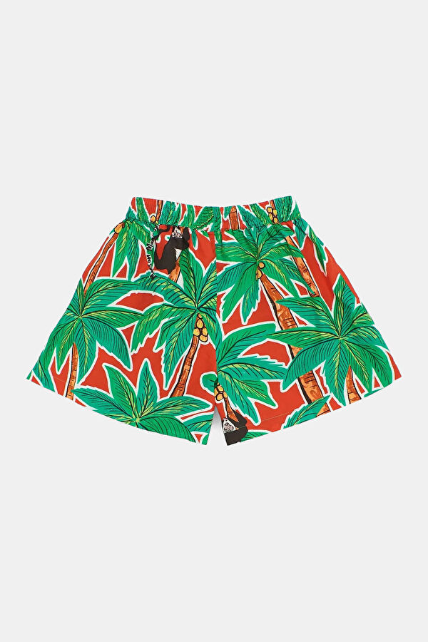 Green Patterned Kids Shorts 2